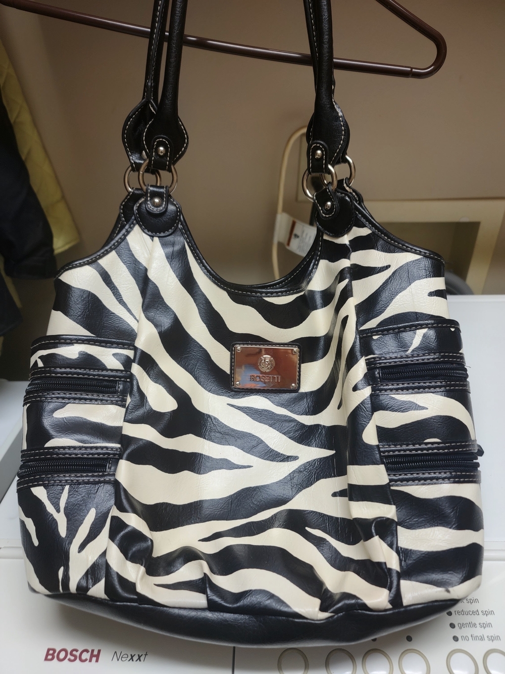 Rosetti Black & Cream Zebra Print Tote Bag